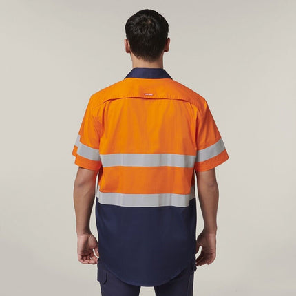 Hard Yakka Mens Short Sleeve HI Vis Reflective 2 Tone Taped Vented Shirt Y07754-KarWorkwear