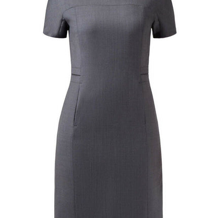 NNT Womens Sharkskin Short Sleeve Dress Classic Fit Stretch Knee Length CAT6BE-KarWorkwear