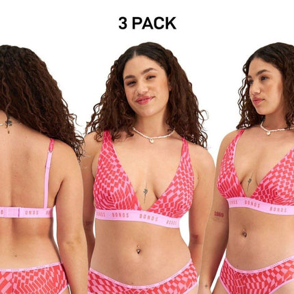 Bonds Womens Icons Mesh Deep V Crop Bra Comfortable Adjustable Strap 3 Pack WR9G-KarWorkwear