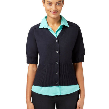 NNT Womens Wool Rich Short Sleeve Rib Trim Cardigan Business Body Warmer CAT5BJ-KarWorkwear