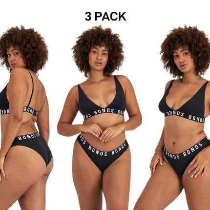 Bonds Womens Icons Super Logo Bikini Cotton Comfy Hi Leg Cut Undies 3 Pack WR4L-KarWorkwear