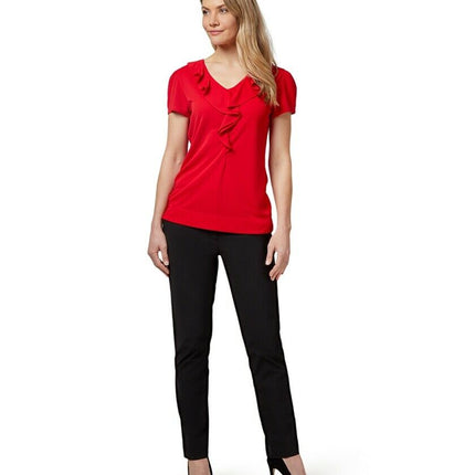Womens NNT Uniforms Cap Short Sleeve T-Top Ruffle Neck Top Corporate CAT48F-KarWorkwear