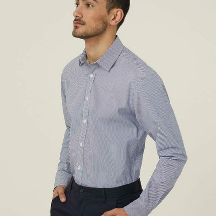 NNT Mens Avignon Stripe Long Sleeve Shirt Casual Regular Fit Business CATJD9-KarWorkwear