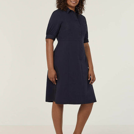 NNT Womens Avignon Shirt Dress Fit Flare Collared Elbow Length Cotton CAT69K-KarWorkwear