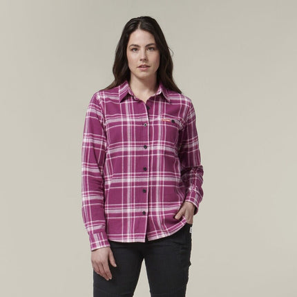 HARD YAKKA Women's Fit Check Flannie Shirt Relaxed Fit Smart Stylish Y08744-KarWorkwear