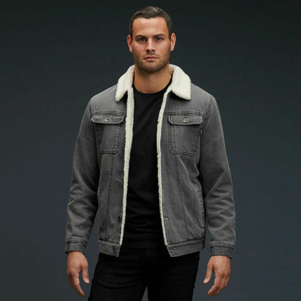 KingGee Mens Urban Denim Jacket Warm Sherpa Lining Winter Comfort Jackets K15041-KarWorkwear