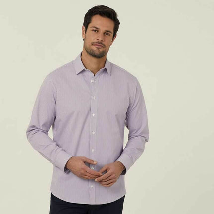 NNT Mens Avignon Stripe Long Sleeve Shirt Casual Regular Fit Business CATJD9-KarWorkwear