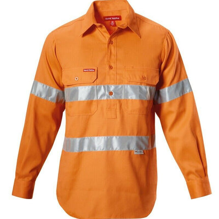 Hard Yakka Shirt Hi-Vis Safety Closed Front Drill Tape Long Sleeve Y07899-KarWorkwear