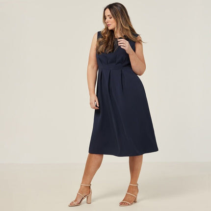 NNT Womens Crepe Stretch Elegant Midi Length Comfy Sleeveless Dress CAT69T-KarWorkwear