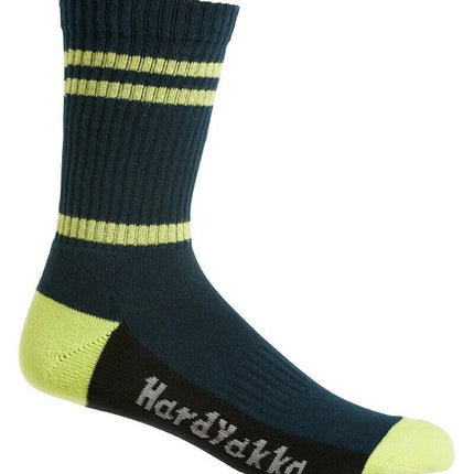 Hard Yakka Cotton Crew Work Socks 5 Pack Logo Athletic Padded Black Y20035-KarWorkwear