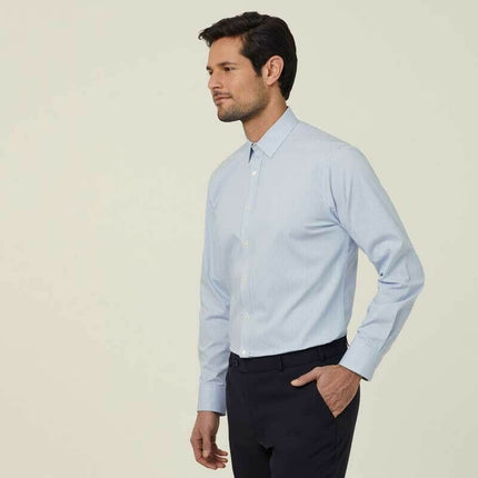 NNT Mens Avignon Stripe Long Sleeve Shirt Casual Regular Fit Business CATJD9-KarWorkwear
