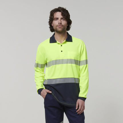 Hard Yakka Mens Safety Work Long Sleeve HI VIS Taped Polo Y19619-KarWorkwear
