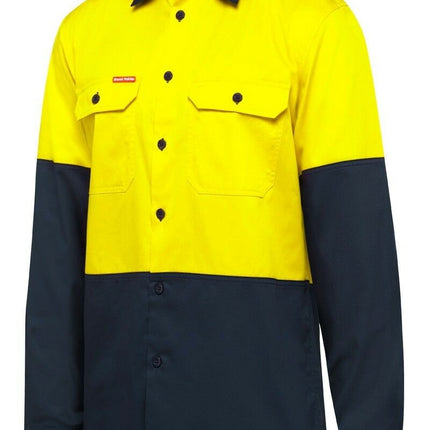 Hard Yakka Core Hi-Vis Vented Cotton Twill Work Long Sleeve Shirt Y07950-KarWorkwear