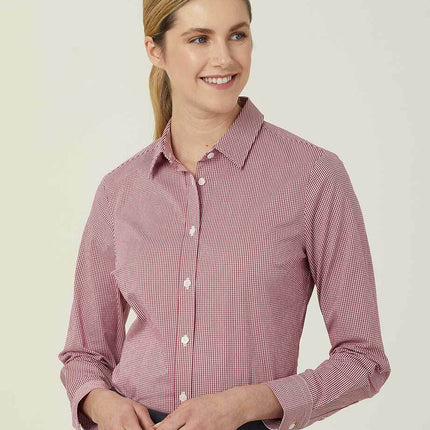 NNT Womens Avignon Gingham Business Shirts Long Sleeve Check Formal Shirt CATUKS-KarWorkwear