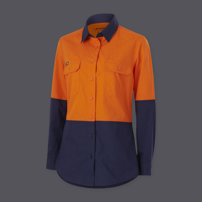KingGee Womens WORKCOOL Vented Spliced Lightweight Pocket Cool Shirt L/S K44226-KarWorkwear
