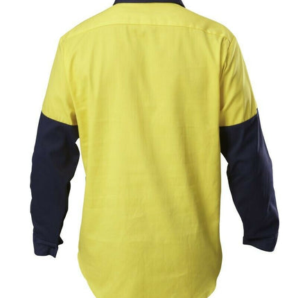 Hard Yakka Shirt Hi-Vis Closed Gusset Long Sleeve Work Safety Cotton Y07984-KarWorkwear