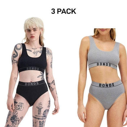 Bonds Womens Retro Rib Seamless Hi Hi Bikini High Waist & High Leg 3 Pack WU8FT-KarWorkwear
