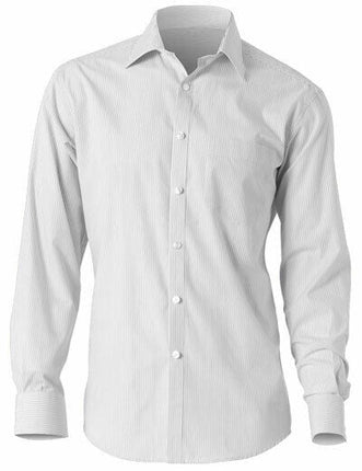NNT Mens Cotton Shirt Fine Stripe Long Sleeve Cutaway Collar Business CATD1D-KarWorkwear