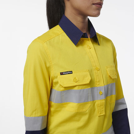 KingGee Women Workcool Vented Closed Front Reflective Shirt K44230-KarWorkwear