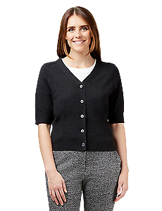 NNT Womens Wool Rich SS Rib Trim Cardigan V Neck Button Shirt CAT5CK-KarWorkwear