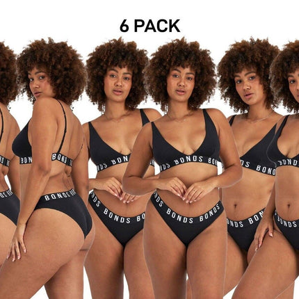 Bonds Womens Icons Super Logo Bikini Cotton Comfy Hi Leg Cut Undies 6 Pack WR4L-KarWorkwear