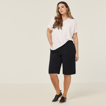 NNT Womens Crepe Lightweight Comfy Stretch Relaxed Knee Length Short CAT3YE-KarWorkwear