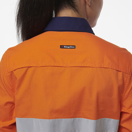 KingGee Women Workcool Vented Closed Front Reflective Shirt K44230-KarWorkwear
