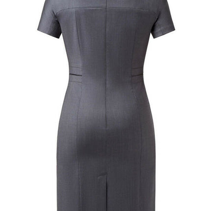 NNT Womens Sharkskin Short Sleeve Dress Classic Fit Stretch Knee Length CAT6BE-KarWorkwear