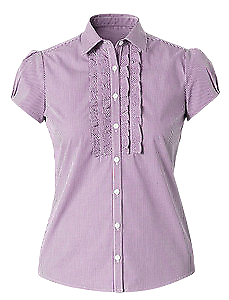 NNT Womens Discontinued Gingham Cap SLV Frill Shirt Collared Shirt CAT9W3-KarWorkwear