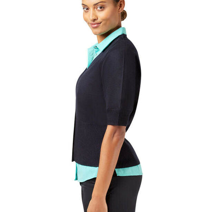 NNT Womens Wool Rich Short Sleeve Rib Trim Cardigan Business Body Warmer CAT5BJ-KarWorkwear