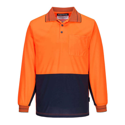 Portwest Mens Prime Mover Long Sleeve Micro Mesh Work Polo Shirt Cool Dry MP113-KarWorkwear