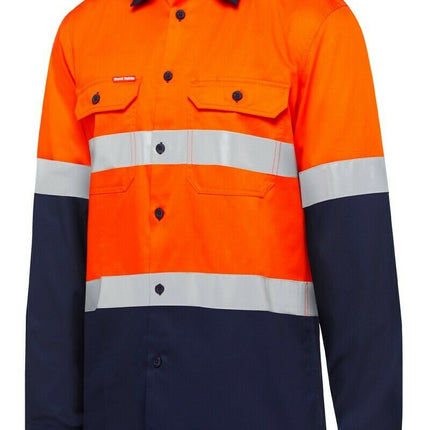 Hard Yakka Safety Hi-Vis Vented Cotton Taped Work Long Sleeve Shirt Y07940-KarWorkwear