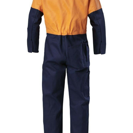 Hard Yakka Hi-Vis 2 Tone Work Phone Cotton Drill Coverall Overalls Y00270-KarWorkwear