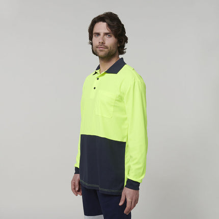 Hard Yakka Mens Safety Work Long Sleeve HI VIS Polo Y19617-KarWorkwear