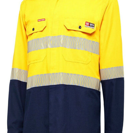 Mens Hard Yakka Fire Resistant ShieldTec Lenzing Hi-Vis Safety Work Shirt Y04370-KarWorkwear