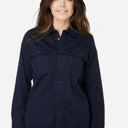 Womans Elwood Workwear Work Utility Stretch Twill Shirt Roll Up Sleeves EWD701-KarWorkwear