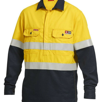 Mens Hard Yakka FR ShieldTec Hi-Vis Safety Mining Energy Gas Work Shirt Y04550-KarWorkwear