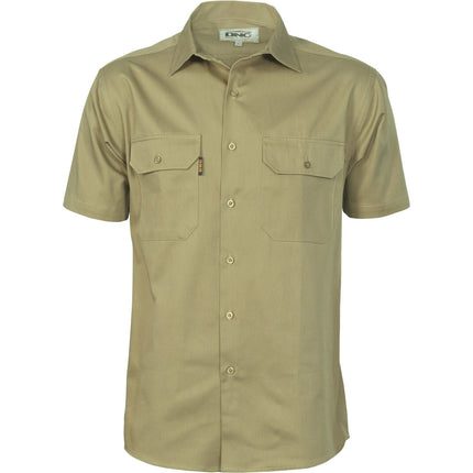 DNC Workwear Mens Cotton Drill Close Front Work Shirt Short Sleeve 3203-KarWorkwear