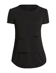 NNT Womens Matt Jersey Short Sleeve Layered Top Round Neckline Blouse CAT9XG-KarWorkwear