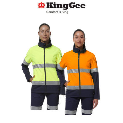 KingGee Womens Reflective Spliced Pocket Softshell Safety Work Jacket K45006-KarWorkwear