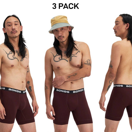 Bonds Mens Total Package Mid Trunk Smooth Viscose Bamboo Mid Length 3 Pack MWA9-KarWorkwear