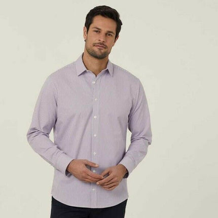 NNT Mens Avignon Stripe Long Sleeve Shirt Casual Regular Fit Business CATJD9-KarWorkwear