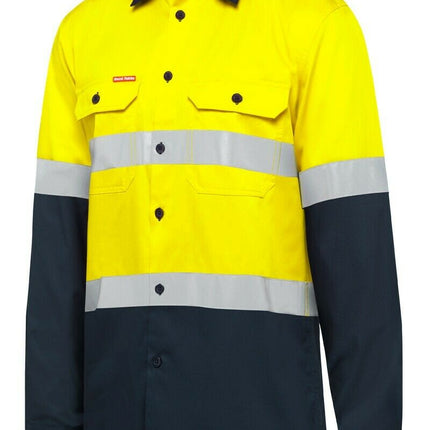 Hard Yakka Safety Hi-Vis Vented Cotton Taped Work Long Sleeve Shirt Y07940-KarWorkwear
