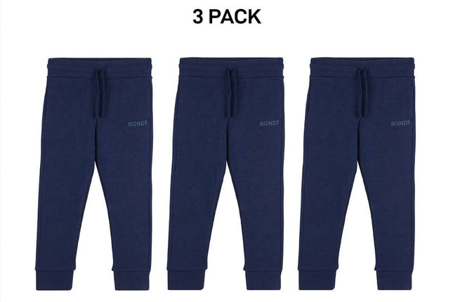 Bonds Kids Tech Sweats Trackie Pants Lightweight Warm Minimise Heat 3 Pack KVQRK-KarWorkwear