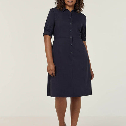 NNT Womens Avignon Shirt Dress Fit Flare Collared Elbow Length Cotton CAT69K-KarWorkwear