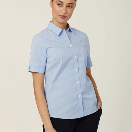 NNT Womens Avignon Pintripe Short Sleeve Slim Casual Shirt  Business CATUK6-KarWorkwear