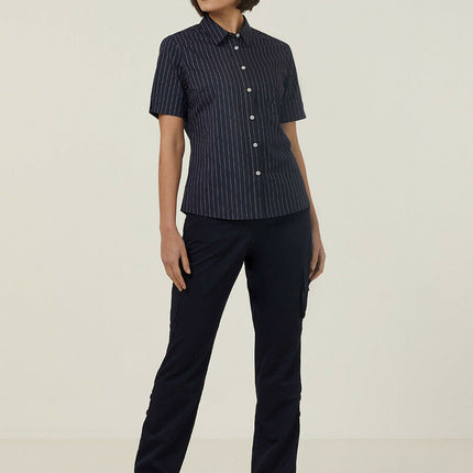 NNT Womens Avignon Pintripe Short Sleeve Slim Casual Shirt  Business CATUK6-KarWorkwear