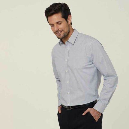 NNT Mens Avignon Stripe Long Sleeve Shirt Casual Regular Fit Business CATJD9-KarWorkwear