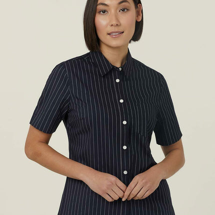 NNT Womens Avignon Pintripe Short Sleeve Slim Casual Shirt  Business CATUK6-KarWorkwear