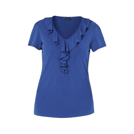 Womens NNT Uniforms Cap Short Sleeve T-Top Ruffle Neck Top Corporate CAT48F-KarWorkwear